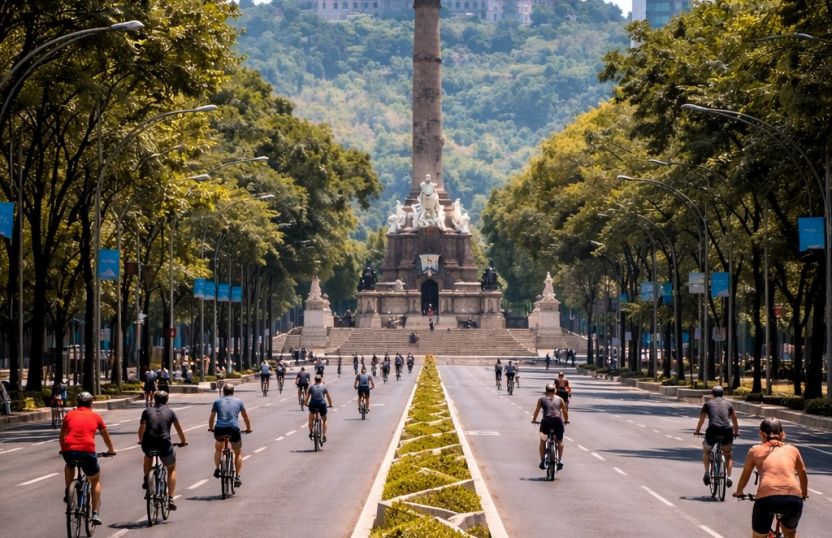 SUNDAY CYCLING TOUR BY REFORMA, POLANCO, JUAREZ, ROMA CONDESA AND THE HISTORICAL DISTRIC